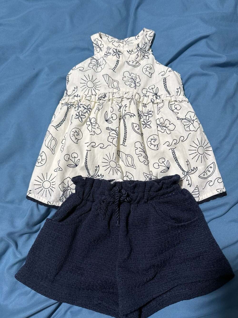 Haute Hippie Outfit Set Size 12M White Black Doodle Print Top And Shorts